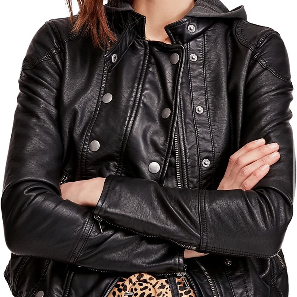FREE PEOPLE VEGAN LEATHER JACKET